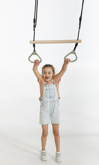 Houten Ringtrapeze Met Kunststof Ringen Ringen Dice &ndash; Pastelgroen