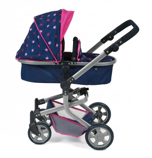 Bayer Chic Poppenwagen Mika Combi (Blauw/Roze/Ster)
