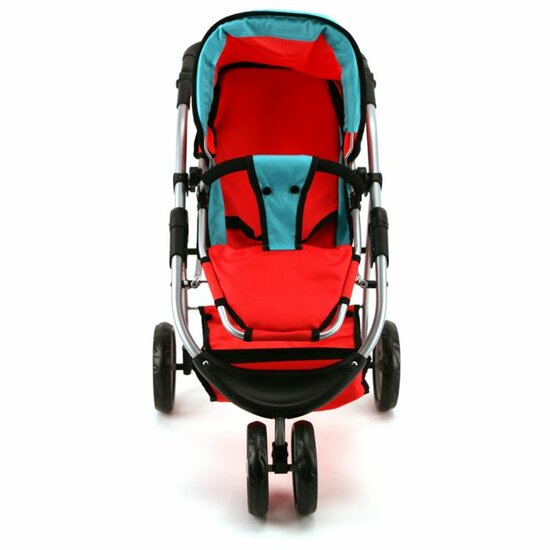 Poppenwagen Sporty 3 Rood - Zwart