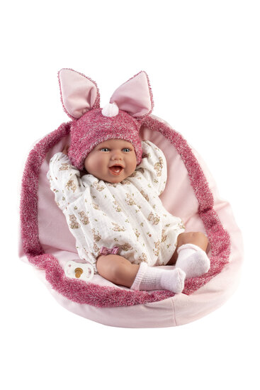 Llorens babypop Mimi 42 cm met fuchsia konijnentas en romper
