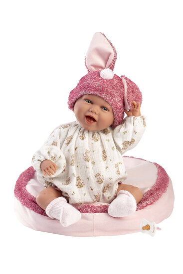 Llorens babypop Mimi 42 cm met fuchsia konijnentas en romper