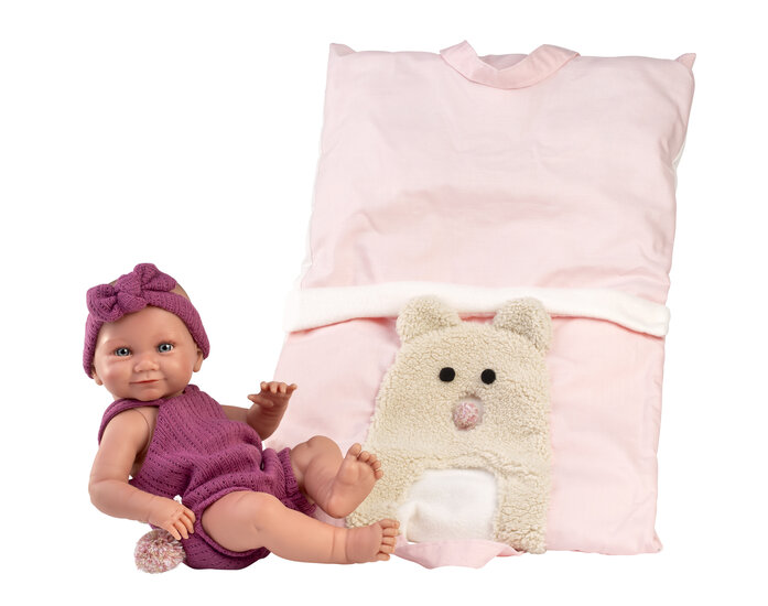 Llorens babypop 40cm Nica met roze draagtas en knuffeldeken
