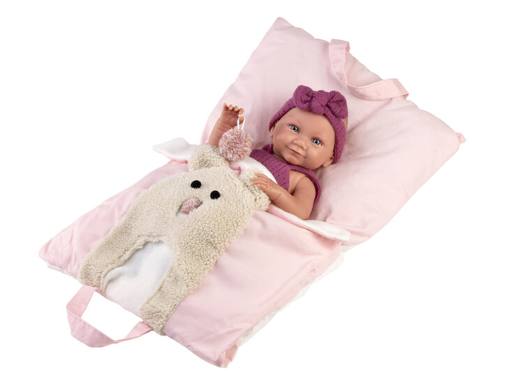 Llorens babypop 40cm Nica met roze draagtas en knuffeldeken