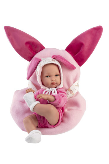 Llorens babypop 35cm met konijnendraagzak roze BIMBA