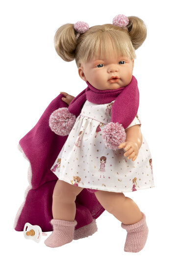 Llorens pop Joelle 38cm met winterjas en poppenjurkje