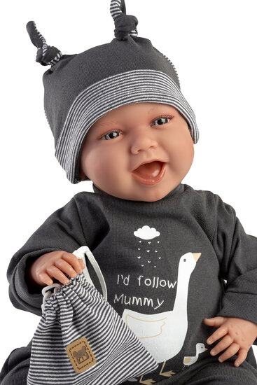 Llorens babypop Mimo 42cm met geluid, kleding en tasje
