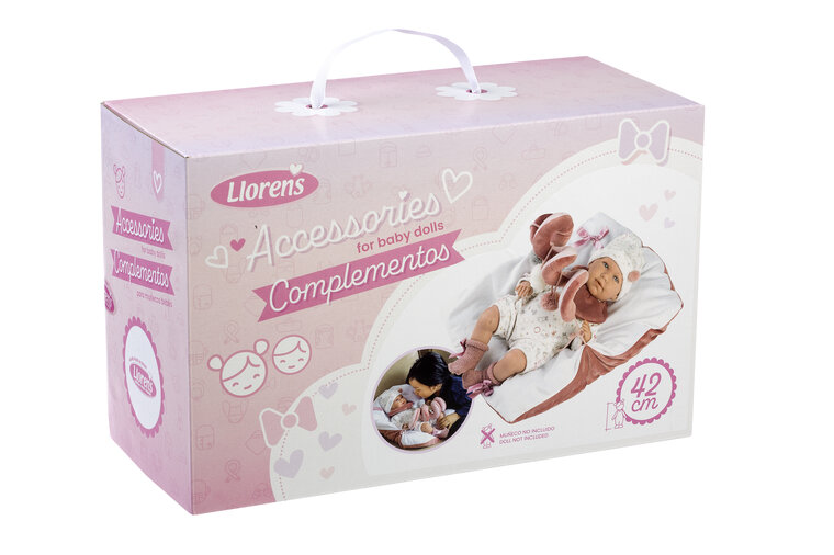 Llorens kledingset en speelkussen Mimi roze voor poppen van 42 cm