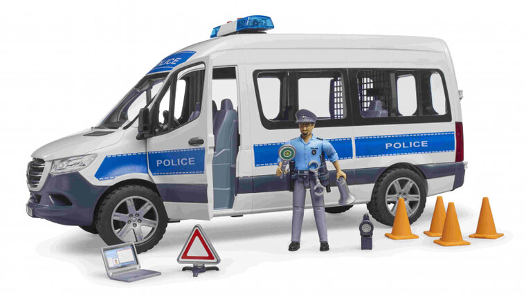 Bruder MB Sprinter politiehulpvoertuig met politieagent