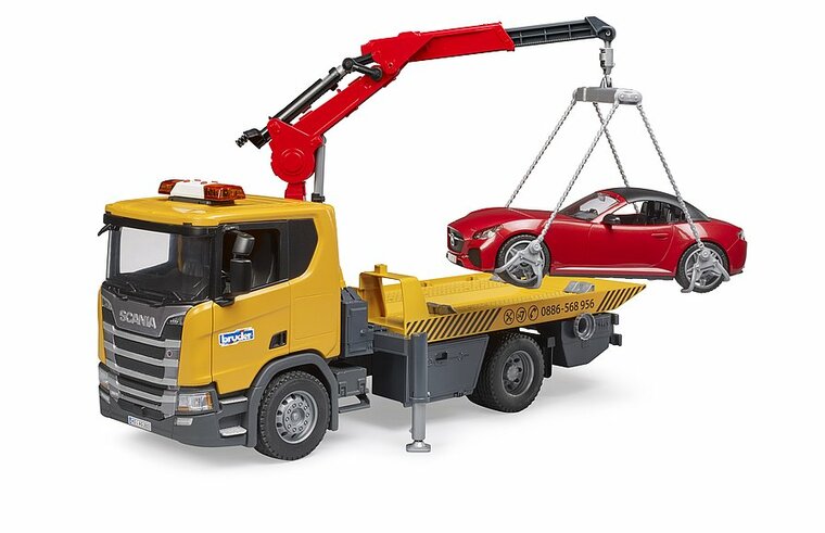 Bruder Scania Super 560R sleepwagen met roadster en licht en geluid