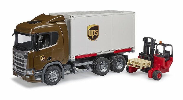 Bruder Scania Super 560R UPS vrachtwagen met stapelaar