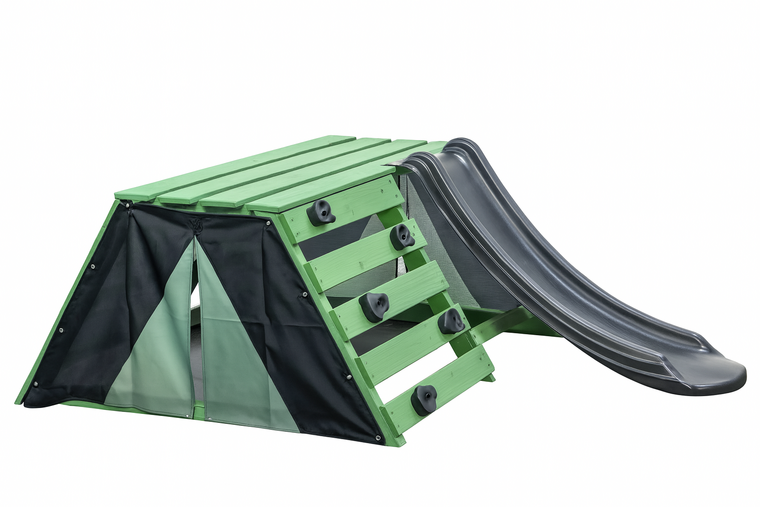 SwingKing Speeltoestel Charlie Groen + 1,2 meter Glijbaan &ndash; Compact Buiten Speeltoestel voor Kinderen