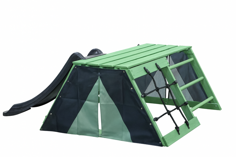 SwingKing Speeltoestel Charlie Groen + 1,2 meter Glijbaan &ndash; Compact Buiten Speeltoestel voor Kinderen