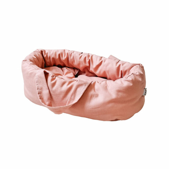 Poppendraagmand katoen peach 31x18 cm voor poppen tot 30 cm