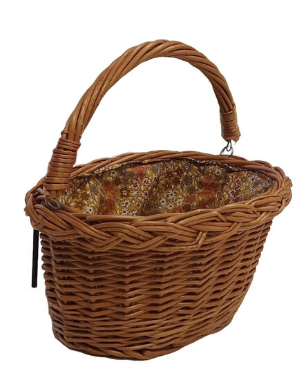 Rieten poppenfietsmand met hengsel Little Flowers (25x13 cm)