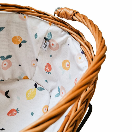 Rieten poppenfietsmand met hengsel 25x13 cm - summer fruit