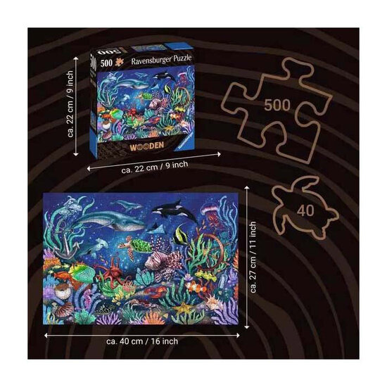 Ravensburger Houten Puzzel Onder de Zee, 500st.