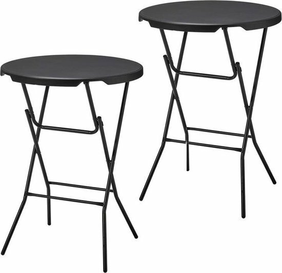 Statafel Met 4 Barkrukken - Inklapbaar Zwart - Cocktailtafel Set