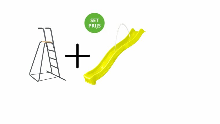 Complete glijbaanset 2.2m met losse trap en wateraansluiting geel