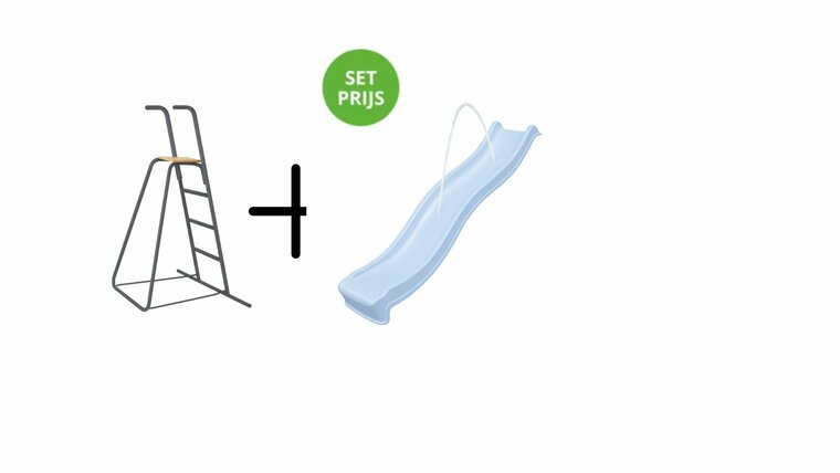 Complete glijbaanset 2.2m met losse trap en wateraansluiting Pastel blauw