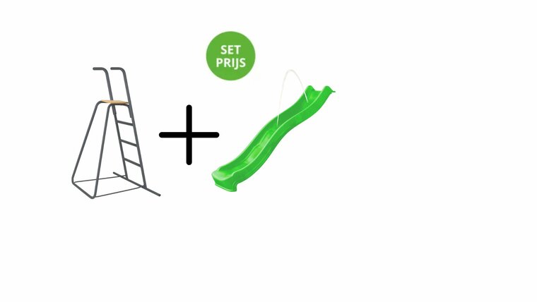 Complete glijbaanset 2.2m met losse trap en wateraansluiting appelgroen