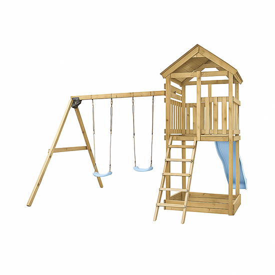 Houten Speeltoestel schommel Daan - Pastelblauw