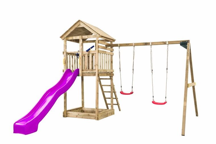 Houten Speeltoestel Daan - Met Violet Glijbaan - Schommel