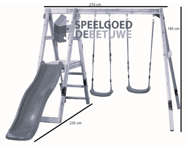 Houten Speeltoestel Ava - Met Gele Glijbaan - Schommels
