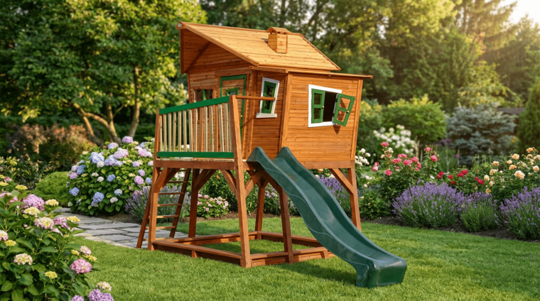 AXI Max Speelhuis Bruin/groen - Groene Glijbaan