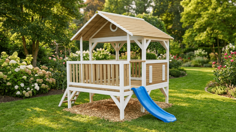 AXI Meeko Speelhuis Bruin/wit - Blauwe Glijbaan