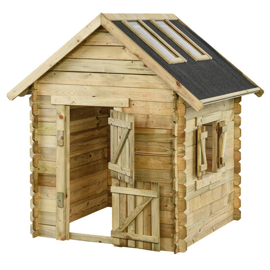 Houten speelhuisje 150x124x160 cm met ramen en dak - SwingKing Louise