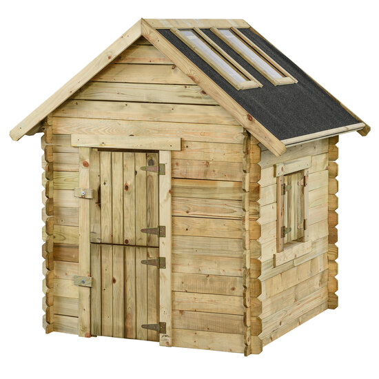 Houten speelhuisje 150x124x160 cm met ramen en dak - SwingKing Louise