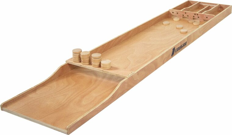 Sjoelbak Wedstrijd gelakt &ndash; 200 x 40 cm &ndash; Met 30 sjoelschijven &ndash; Holgedraaid - Wedstrijdformaat
