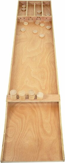 Sjoelbak Wedstrijd gelakt &ndash; 200 x 40 cm &ndash; Met 30 sjoelschijven &ndash; Holgedraaid - Wedstrijdformaat
