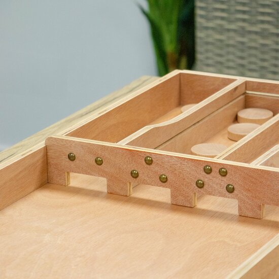 Sjoelbak Wedstrijd gelakt &ndash; 200 x 40 cm &ndash; Met 30 sjoelschijven &ndash; Holgedraaid - Wedstrijdformaat