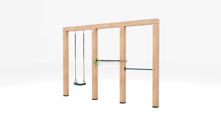 Houten schommel Douglas | Lilo 350cm - Donkergroen duikelstang