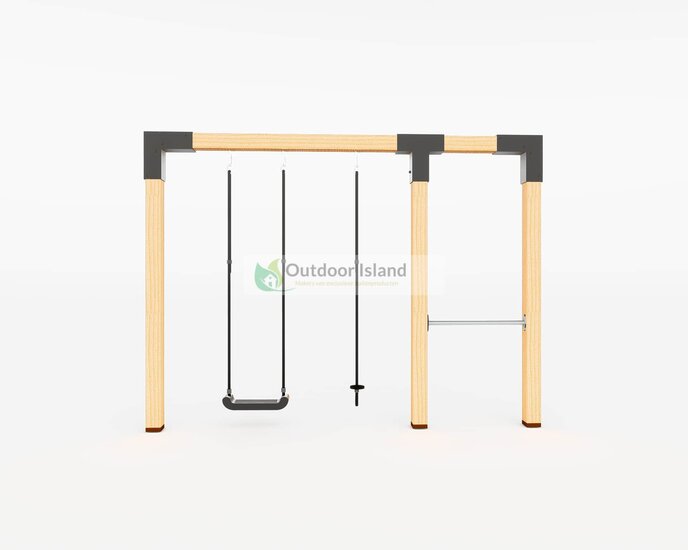 Houten schommel Douglas | Anna 300cm - Groen duikelstang