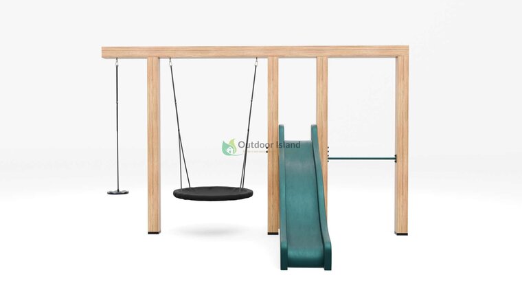 Houten schommel Douglas | Nemo RVS duikelstang