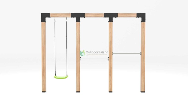 Houten schommel Douglas| Mila 350 cm | RVS duikelstang
