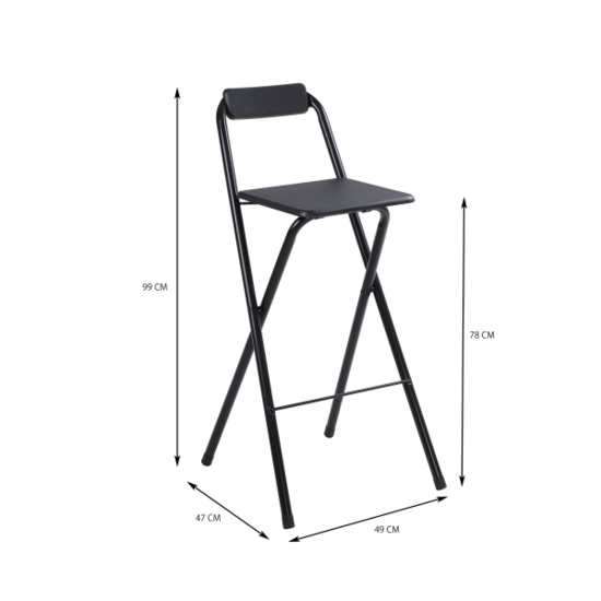 Alora Barkrukken Set 3x - Inklapbaar Met Rugleuning - Zwart