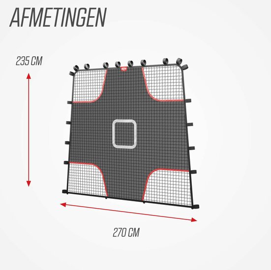 Voetbal-doelnet M voor BERG PlayBase met 4 trefzones