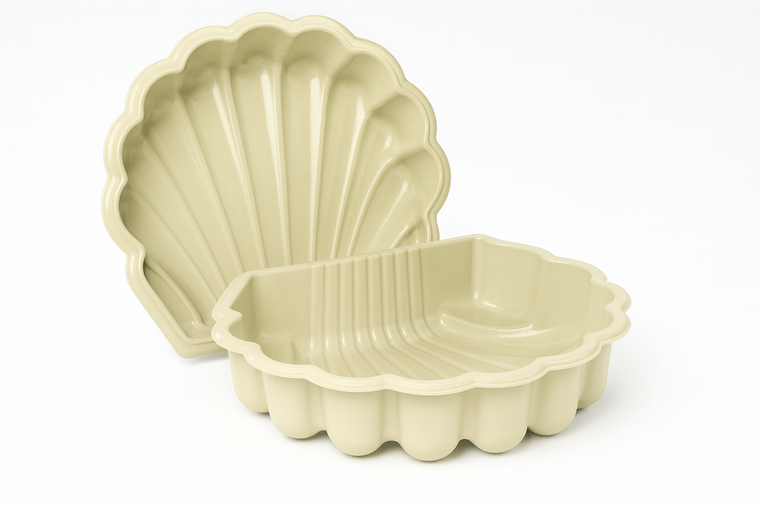 Zandbak schelp pastel wit - bak en deksel