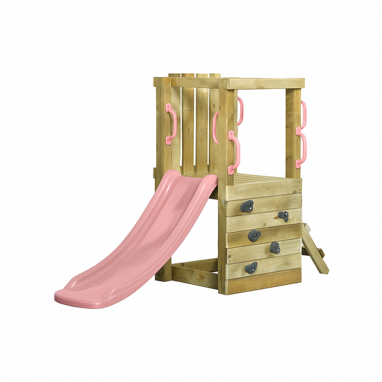 Houten Speeltoestel Irma Small met pastelroze glijbaan