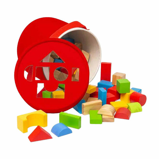 Bigjigs Houten Gekleurde Bouwstenen, 80dlg.