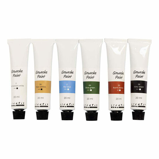Gouacheverf Natuurlijke Kleuren - 6x20ml.