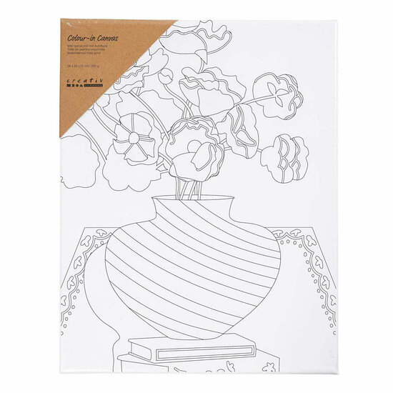 Schildercanvas met Print Boeket in Vaas - 24x30cm