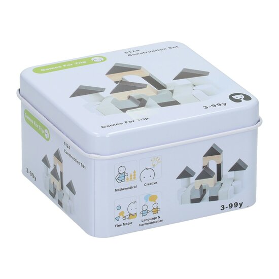 Houten Spelletje in Blikje - Bouwblokken