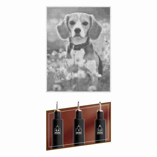 Stippenkunst op Doek Hond - 40 x 30 cm - incl. Fineliners