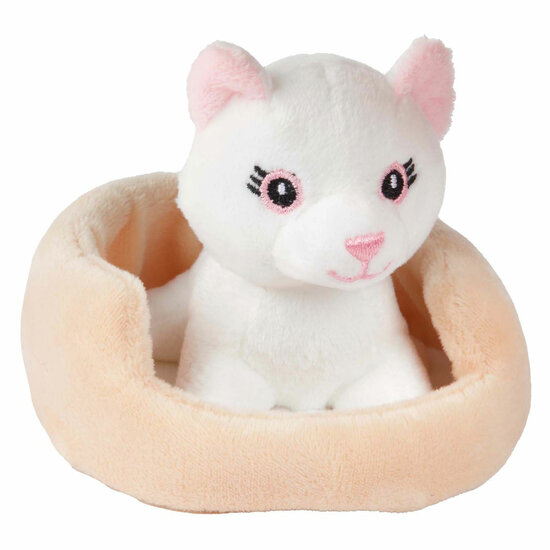 Knuffel Pluche Kat in Mand - 11cm