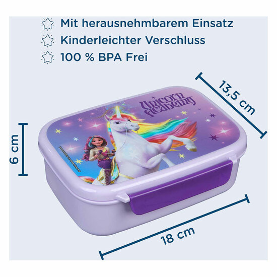 Unicorn Academy Lunchbox met Snackbakje