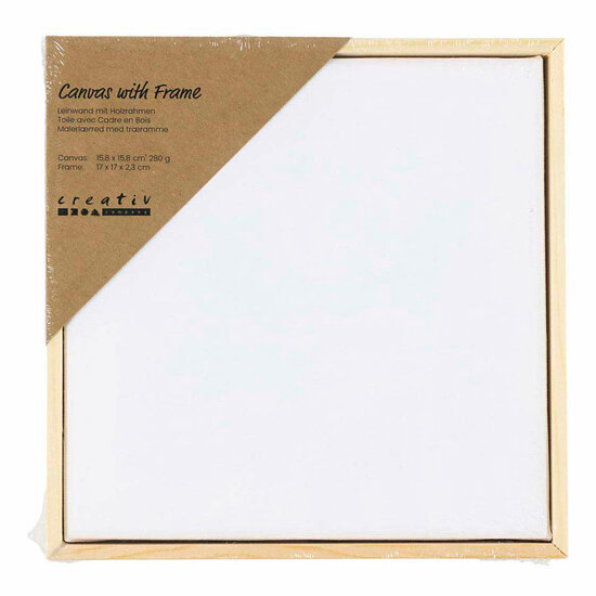 Gespannen Canvas met Lijst 280gr. 15,8x15,8cm - Wit